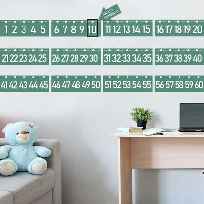 Number Line Bulletin Board -20 to 120 for Wall Classroom, Eucalyptus Leaf Green Bulletin Border Trim Decor, Eucalyptus Home-School Classroom Math Learning Supplies for Teachers Students