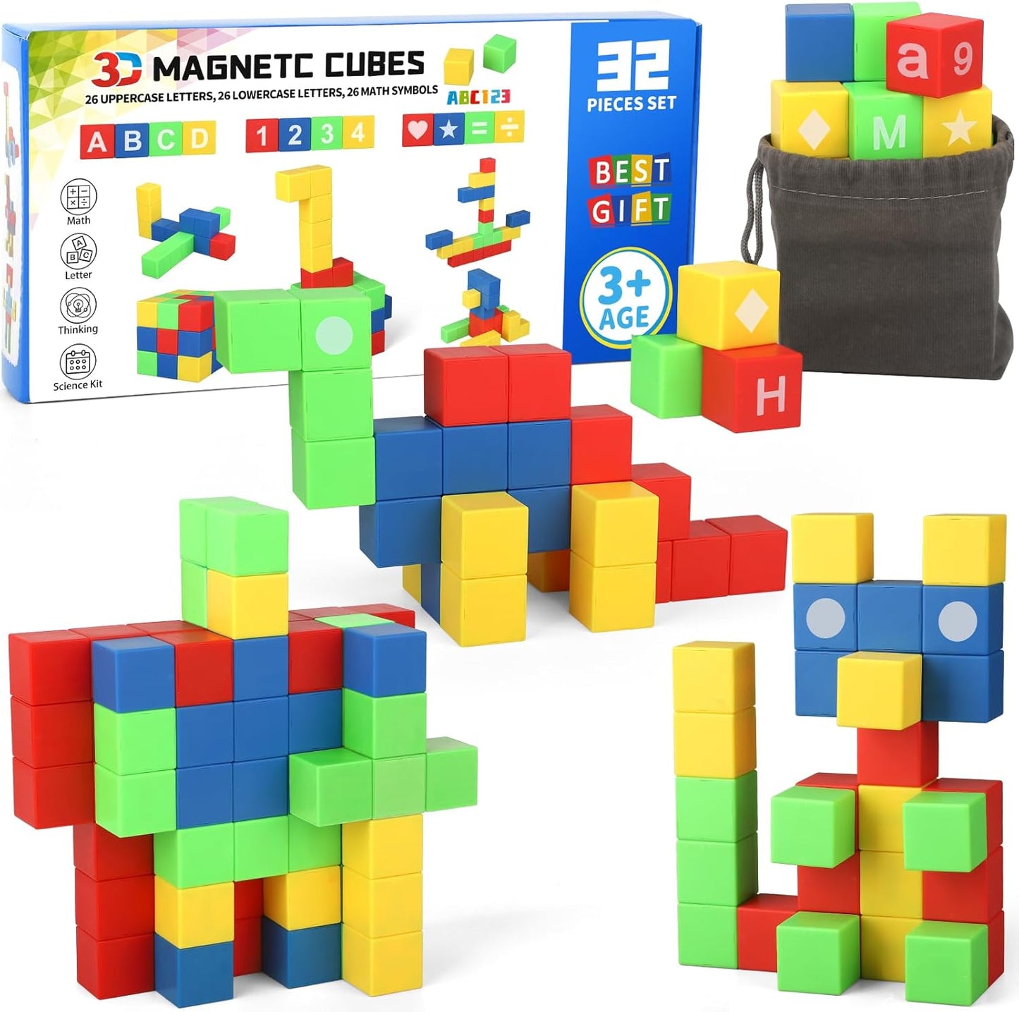 Fidget Balls Magnet Toy for Adults, Square Black Magnetic Stones, Magnet Hand Roller, Magnetic Rocks for Office, Cool Magnetic Gadget Sciencce Kit (28PCS)