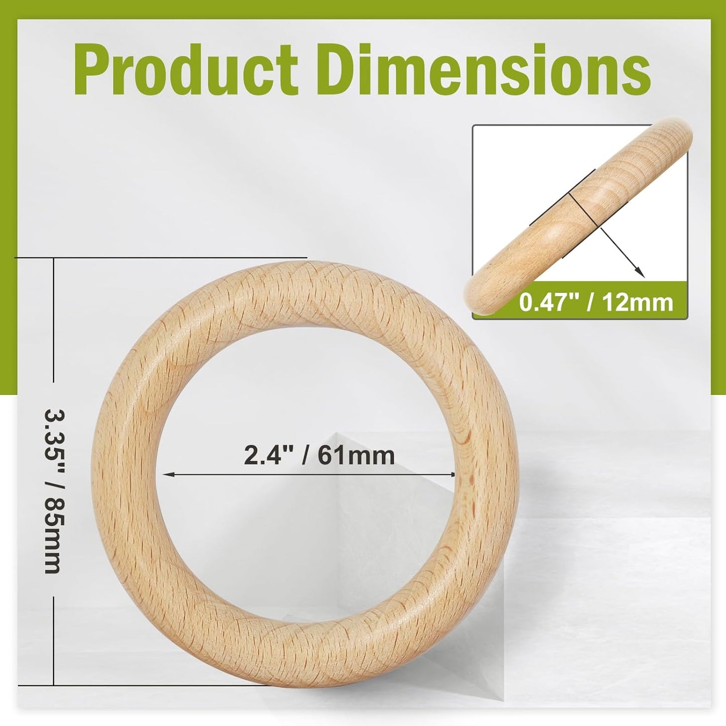 FoDau770 5pcs Natural Beech Wooden Rings, Unfinished Solid Wood Rings Heavy Duty Wood Circles, Macrame Craft Circles for Party, Home Decor & DIY Making - Outer Diameter: 3 Inch