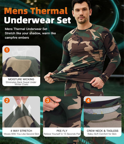 CL convallaria Thermal Underwear Long Johns Set Mens Winter Gift Hunting Gear Sport Base Layer Bottom Top - Colors B