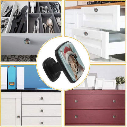 4 Pack Cabinet Knobs Drawer Pulls, 30mm Round ABS Glass Drawer Hardware Growing Butterfly Cabinet Handles with Screws for Dressers Kitchens Cupboard