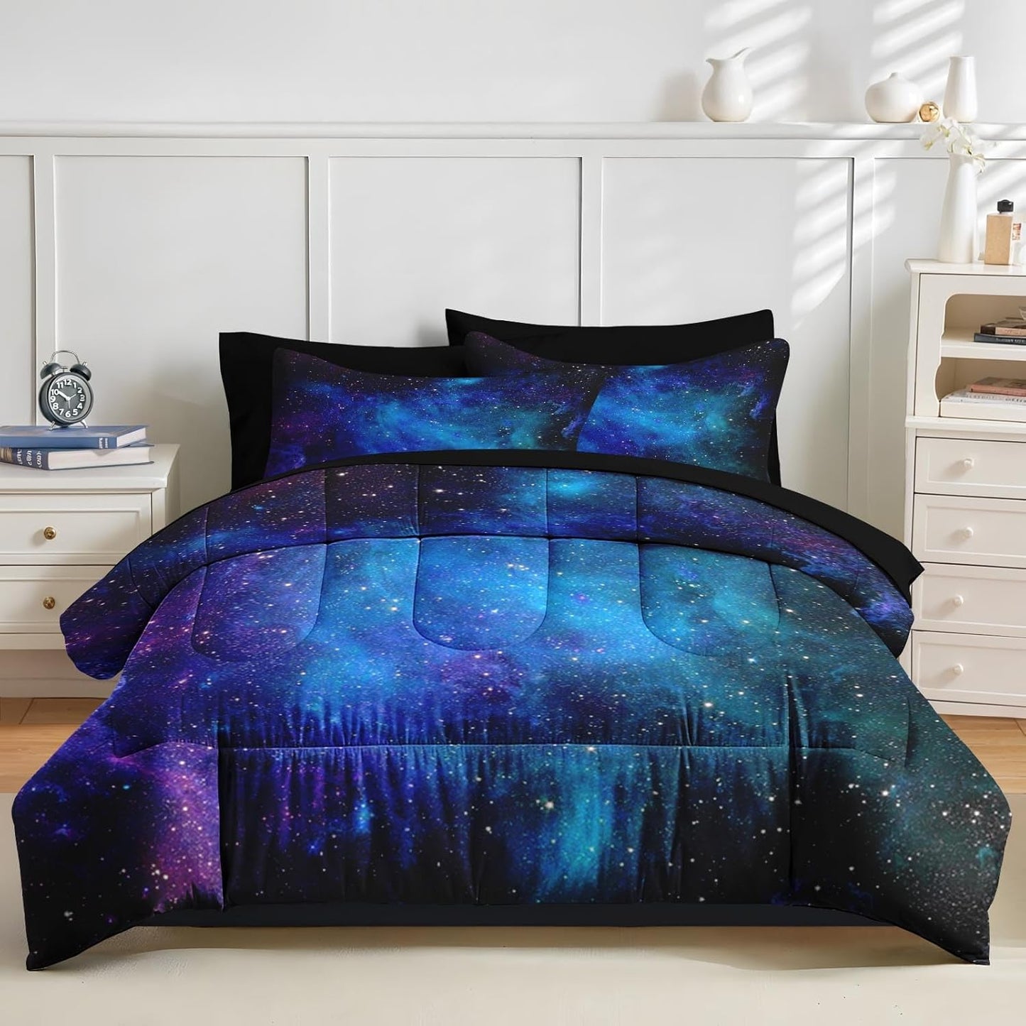 Nesker Comforter Set Twin Size, Science Lab School 5 Pcs Bedding for Kids and Adults, Medical University Chemistry Bed Sheet Sets with Fitted Sheet Pillowcase & Sham
