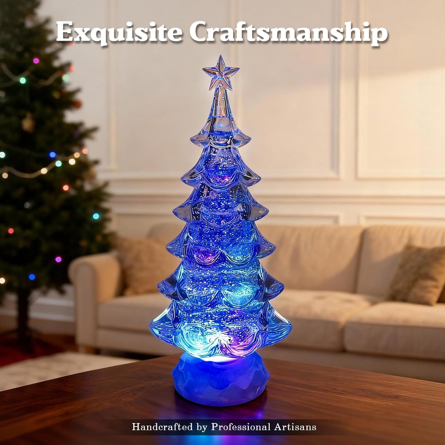 Christmas Lantern Snow Globe, Lighted Musical Snowman Lantern with Swirling Glitter, 10.5'' Christmas Snowing Lantern, USB & Battery Operated with Timer, Vintage Holiday Tabletop Decor