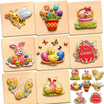 8pcs Wooden Puzzles for Toddlers 1-3, Toddler Puzzles Ages 2-4, Montessori Toys for 1-3+ Years Girl Boy, Sea Animal Puzzle for Kids, Jigsaw Puzzle Educational Toys Preschool for 1-4
