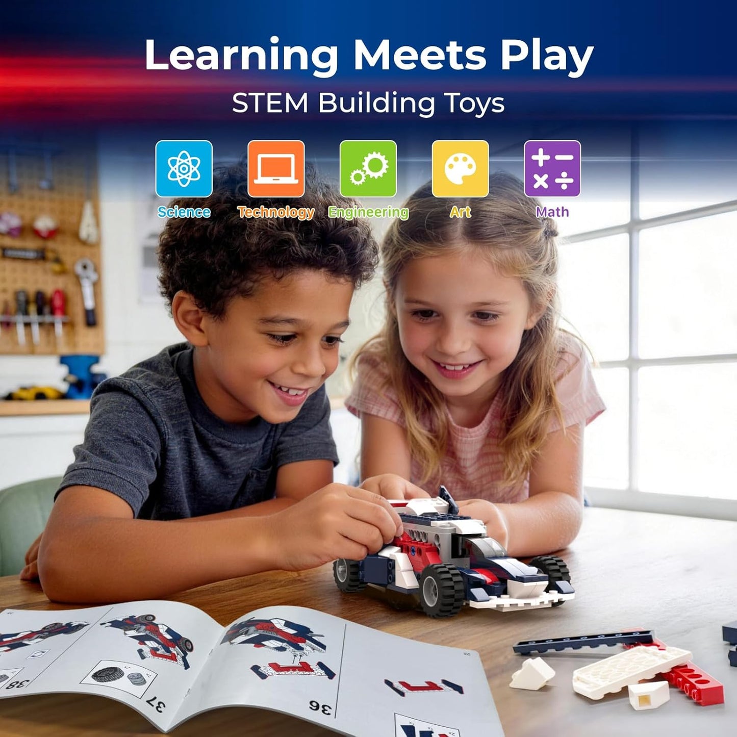 Apitor STEM Building Kit for Kids 6-12 | 8-in-1 Multi-Model Educational Robotics & Engineering Toy | DIY Race Car with High-Speed Motor | Fun STEM Building Robot for Young Boys & Girls