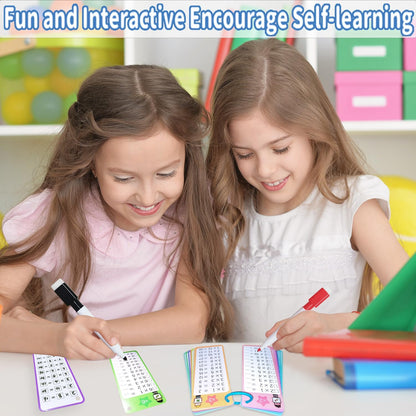 0-12 Multiplication Flash Cards, Large Educational Math, Times Table Flashcards Chart, with 15 Cards, 2 Dry Erase Markers, 1 Rings, Educational Multiplication for Classroom Home