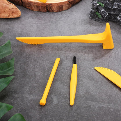 10 Set Excavation Tool Kit: Dino Fossils Dig Kit for Kids, Bulk Archaeology Dig Tools with Mini Hammer Chisel and Brush for Fossil Gem Digging, Science Toy