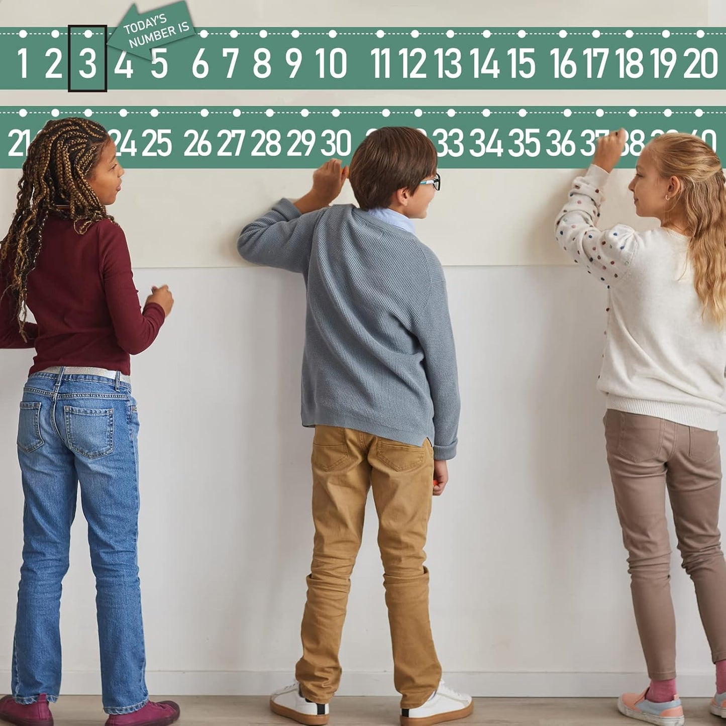 Number Line Bulletin Board -20 to 120 for Wall Classroom, Eucalyptus Leaf Green Bulletin Border Trim Decor, Eucalyptus Home-School Classroom Math Learning Supplies for Teachers Students