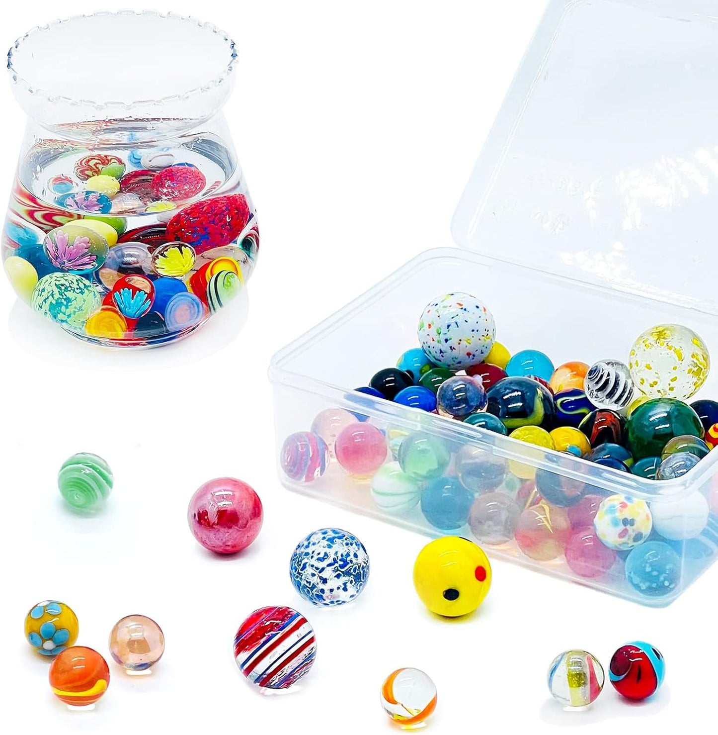20 Vintage Marbles Bulk for Kids Ages 4-8-12 Hobbyist for Marble Run Track Game Small Marbles Game Toy (16mm) (20pcs)