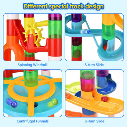 MaxTronic Marble Run Toy, 110pcs Marble Maze Kit STEM Educational Learning Toy for Kids, Mable Race Construction Railway Building Blocks with 60 Marbles Birthday Gift for Boys Girls 3-12 Years Old