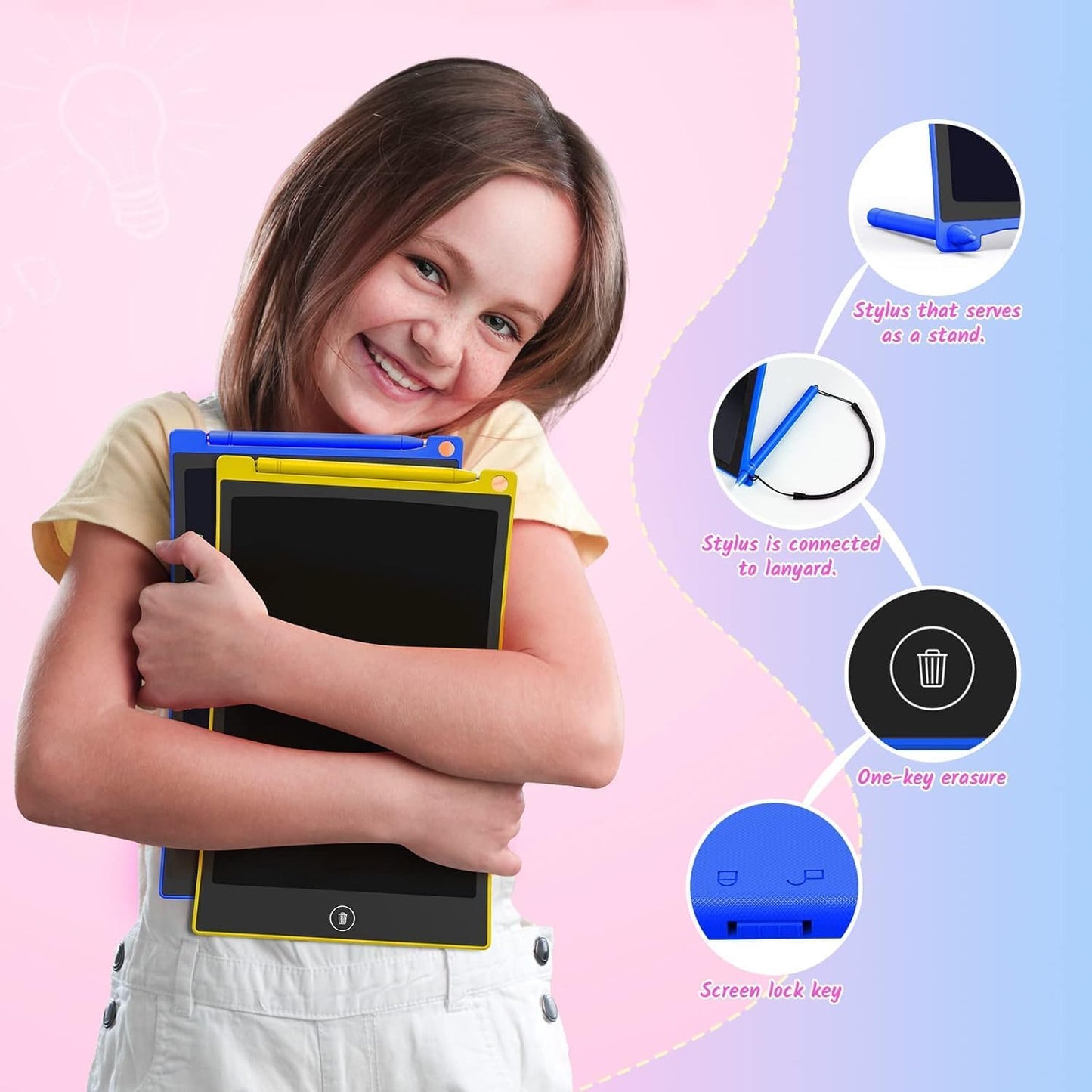 TECJOE 10 Inch 2 Pack LCD Writing Tablet, Colorful Doodle Board Drawing Tablet for Kids, No Mess Toddler Travel Learning Toys, Christmas Birthday Gifts for 3 4 5 6 7 8 Year Old Boys Girls Preschooler