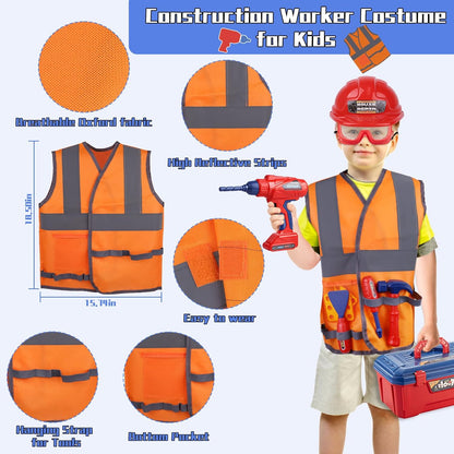 Kids Tool Set,MAGIC4U Toddler Tool Set with Tool Bag,11 Tools Equipements,Pretend Play Construction Kits for Kids Age 3-6 Years Old,Toddler Boy Toys