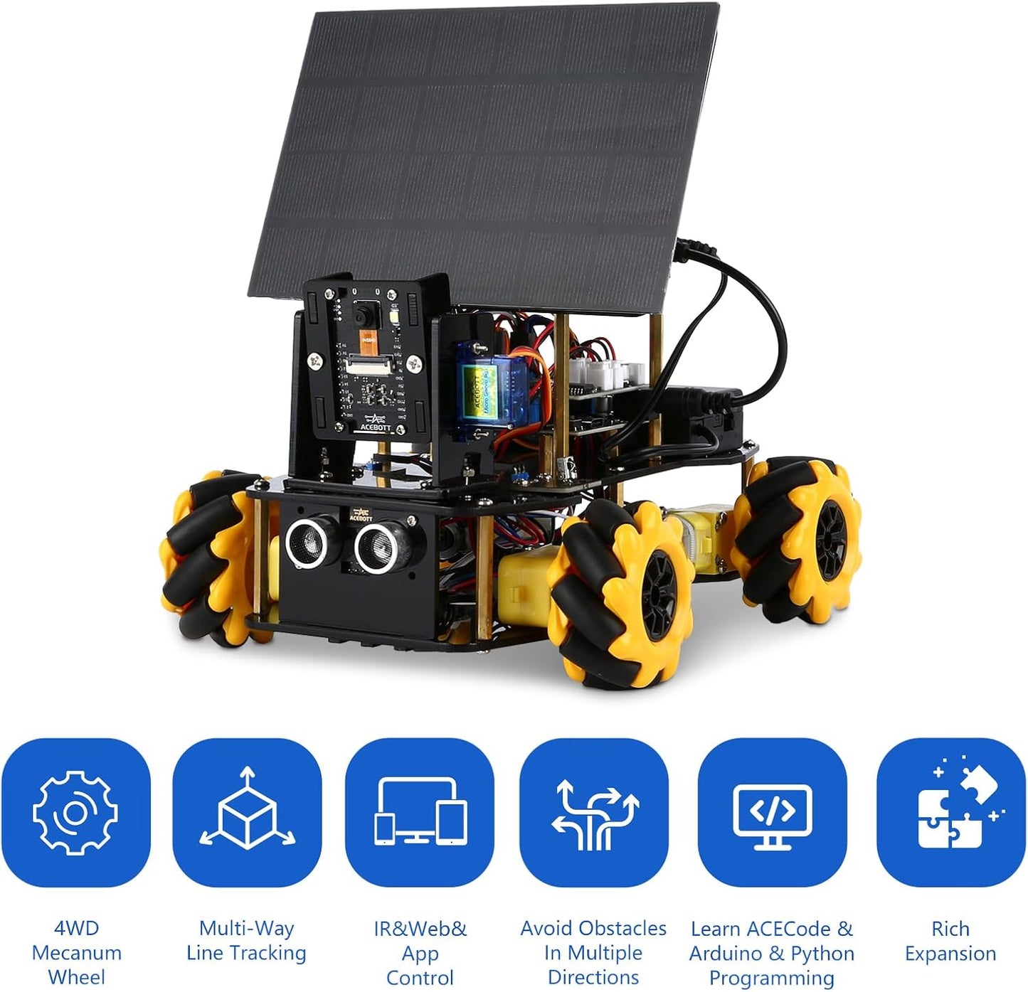 ACEBOTT Smart Robot Tank Car Kit with ESP32 for Arduino Robotics for Kids Ages 8-12 12-16 STEM Science Kits Coding Gifts for 8-16 Year Old Boys Girls Teens Cool Engineering Building Toys Unique Gifts