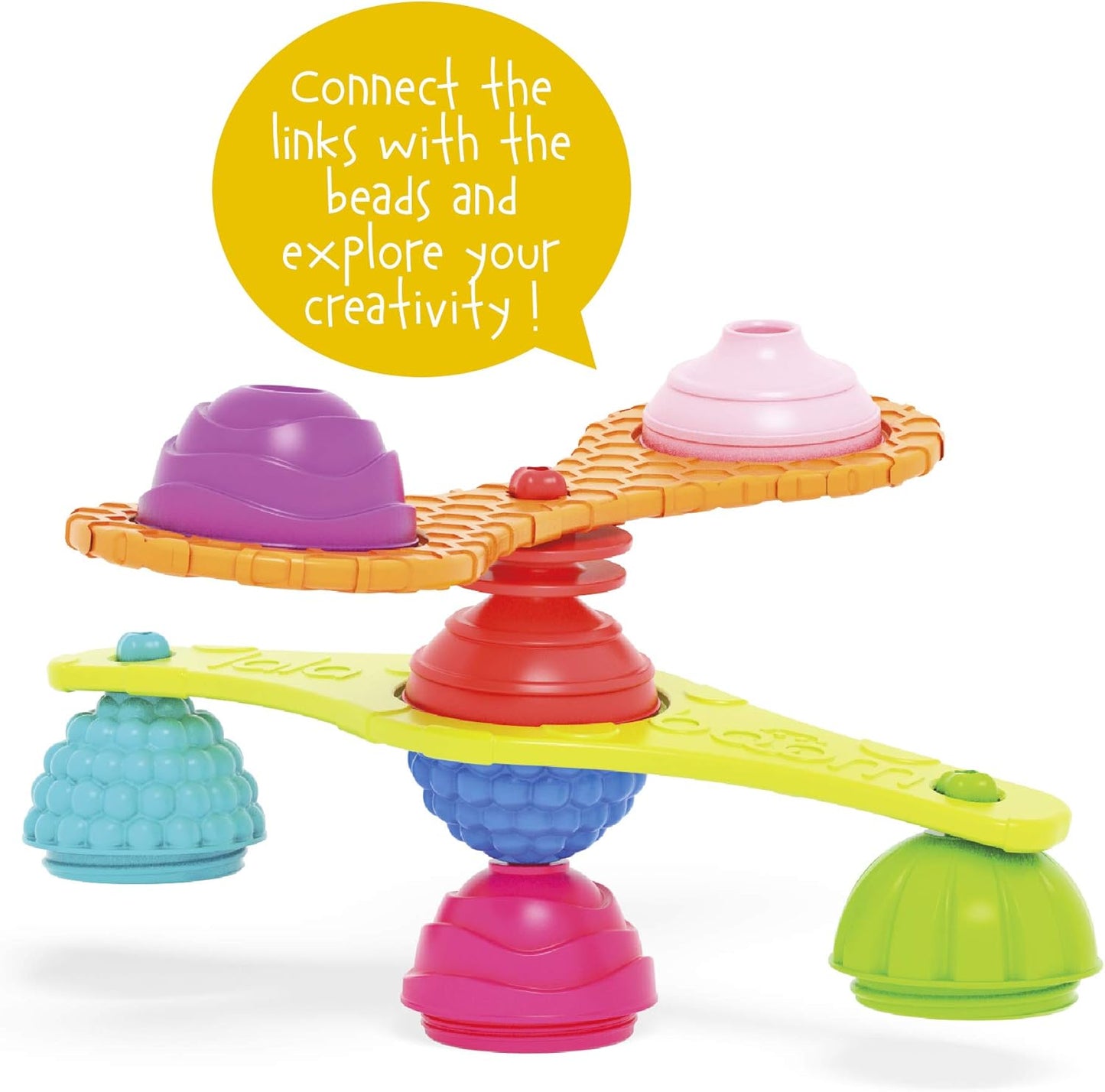 Lalaboom - Soft Links and Educational Beads - Learning Toy – Step by Step Shapes and Colors Construction Game for Children from 10 Months to 4 Years. Preschool Beads to Assemble - 10 Pieces - BL680
