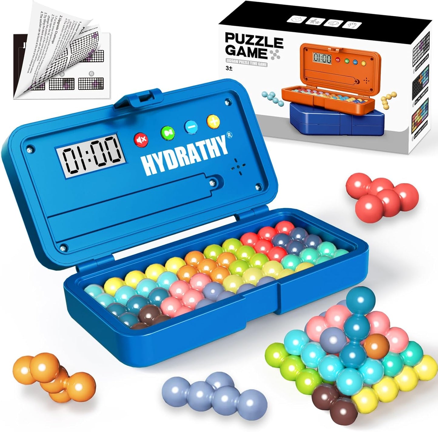 Brain Teaser Puzzles Games for Kids Adults with Timer, 2 Modes Handheld Travel Games, Single Player Mind Challenge Toys, STEM Montessori Educational Gifts for Kids 3+, Teens & Adults (Red)