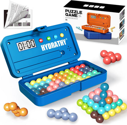 Brain Teaser Puzzles Games for Kids Adults with Timer, 2 Modes Handheld Travel Games, Single Player Mind Challenge Toys, STEM Montessori Educational Gifts for Kids 3+, Teens & Adults (Red)