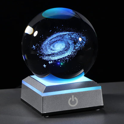 3d Solar System Model Crystal Ball 80mm 3.15inch - Outer Space Astronomy Gifts Room Decor Crystal Sphere Unique Gifts For Men Him Best Birthday Dad Physics Science Teacher Night Light Planet Lamp