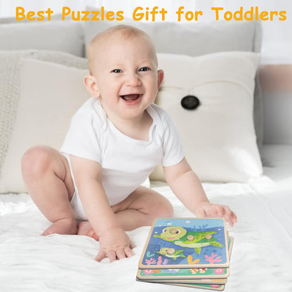 Wooden Puzzles for Toddler Peg Puzzle Toys, Wooden Jigsaw Puzzles Zoo Animal Patterns Puzzle with Handles Educational Montessori Puzzles