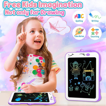 Kids LCD Writing Tablet, 10.5 Inch Colorful Electronic Board Drawing Pad, Electronic Erasable Doodle Tablet for Boys Girls Gifts for Toddler Educational Travel Birthday(Pink)