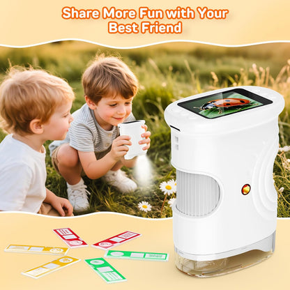 1000X Digital Handheld Microscope for Kids with 2.0" IPS Screen, Outdoor Toys Portable STEM Science Lab Gifts, Rechargeable Pocket Microscope Educational Toy for Boys & Girls Age 4-6 8-12, Orange