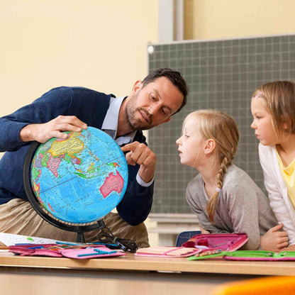 Political Globe, 13in Educational Globes for Classroom, Political Teaching Tool with HD Waterproof & Writable Erasable Surface, 360° Spinning for Education & Desk Decor