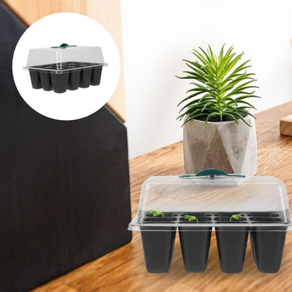 Luxshiny 3pcs Plant Nursery Box with Lid 12-Cell Seed Germination Tray for Garden and Vegetable Planting, Plastic Sprouting Container with Butterfly Clasp, Greenhouse Growing Supplies