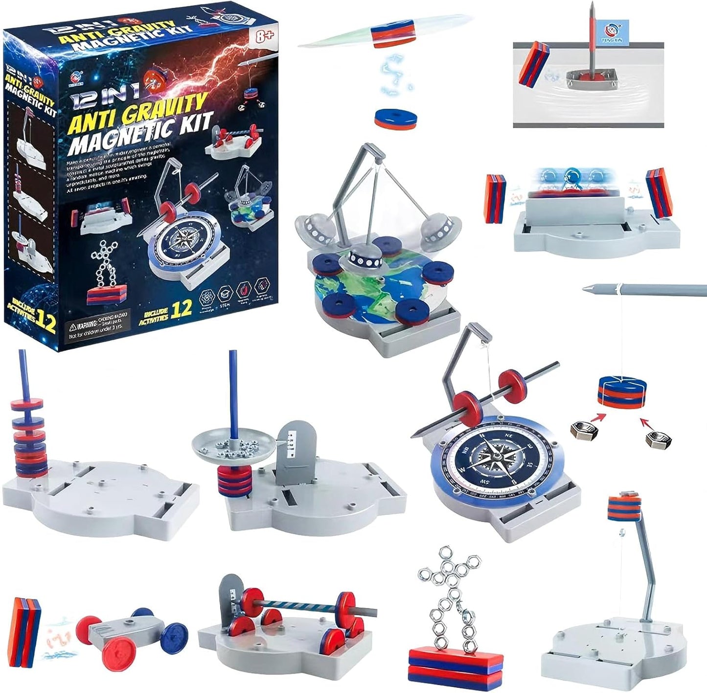 12-in-1 Anti Gravity Magnetic Levitation Science Kit Toy for Adolescent,Educational Physics Magnet Toys Gift for Kids Boys Girls Ages 8+
