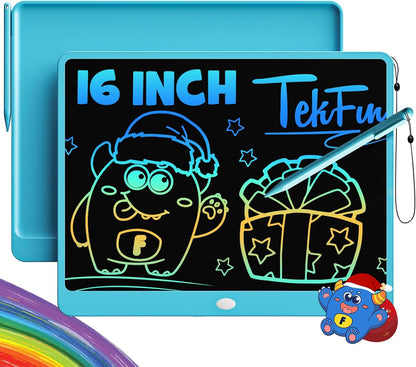TEKFUN LCD Writing Tablet for Kids, 10-inch Coloring Drawing Pad, Mess Free Doodle Board, Airplane Travel Toys for Boys and Toddlers, Road Trip Essentials, Gifts for 3 4 5 6 7 8 Year Old Girls(Blue)