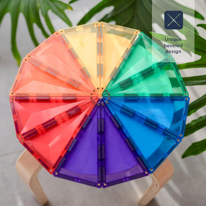 CONNETIX Magnetic Tiles Rainbow Geometry Pack, 30 Pieces