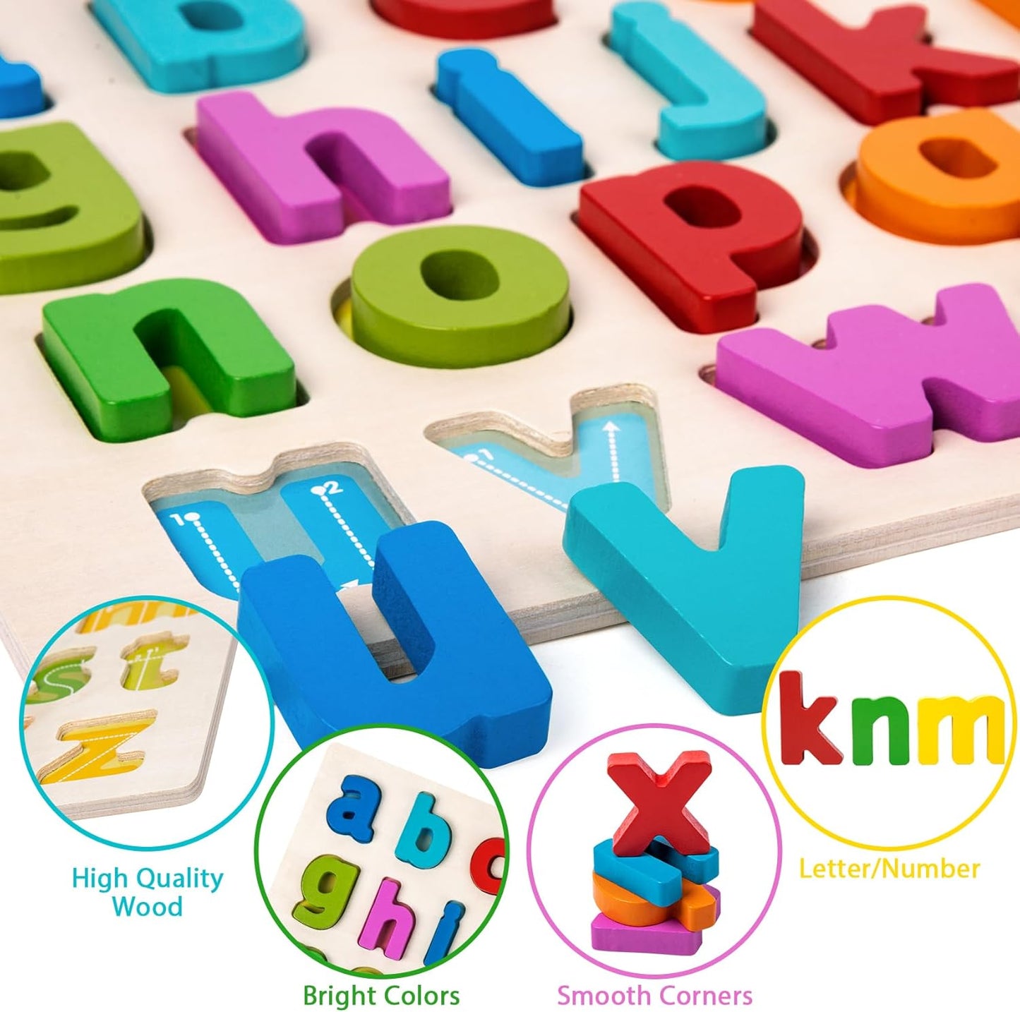Shape Puzzles Wooden Puzzles for Toddlers, Peg Puzzle Educational Shape Sorter Toys Wooden Shape Board Puzzles, Preschool Learning Educational Toy for Baby Girls Boys