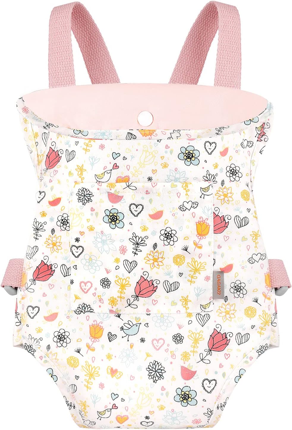 GAGAKU Baby Doll Carrier for Little Girls, Reborn Doll Accessories for Toddlers 3+ Years Old, Kids Toy Baby Dolls Sling Carrier - Pink - Moonflower