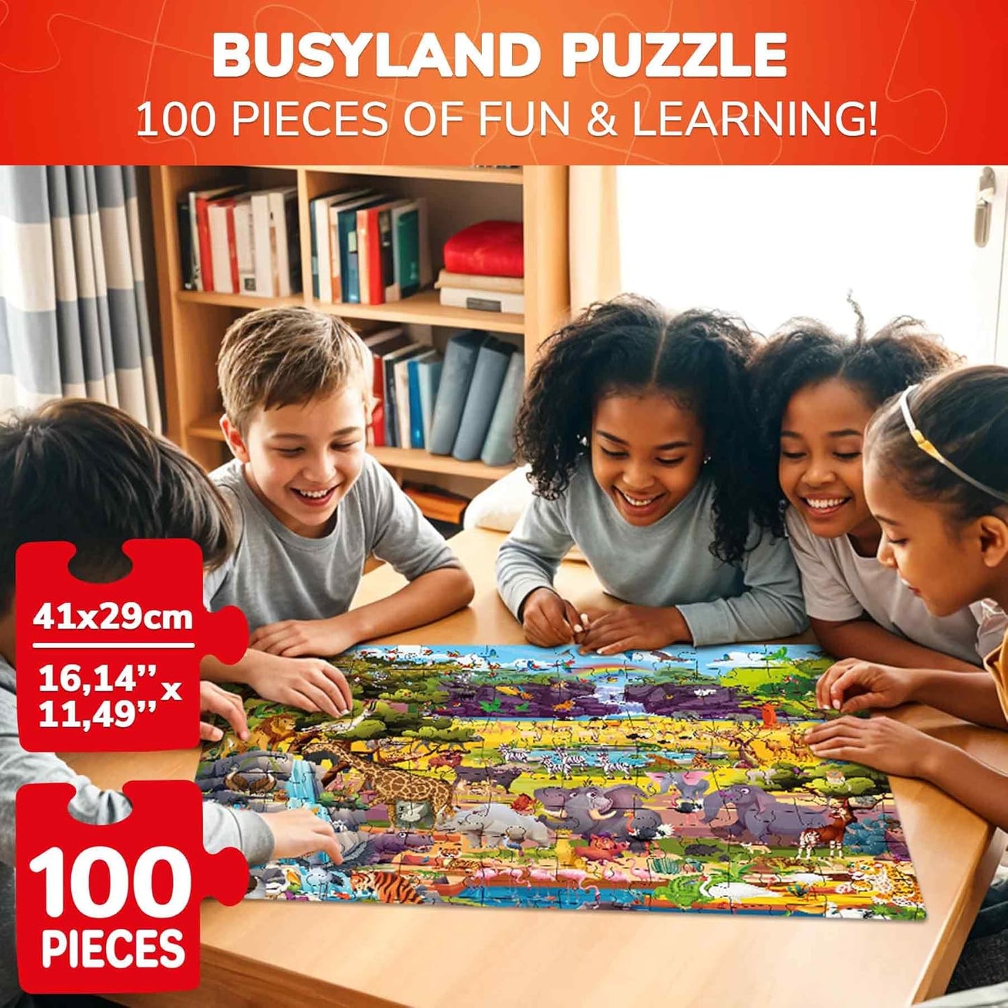 QUOKKA 100 Piece Puzzles for Kids Ages 4-6 – Floor Kids Puzzles Ages 6-8 Year Old – Toy for Learning Forest Animals for 8-10 yo – Jigsaw Toddler Game for Boy and Girl 3-5