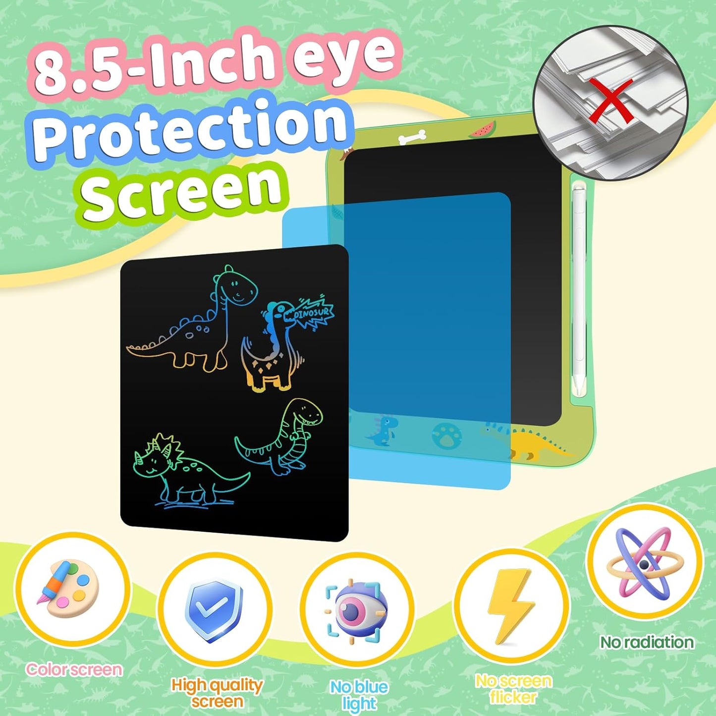 Genialba LCD Writing Tablet for Kids, Colorful Screen Drawing Board for 3-7 Year Old Boys & Girls - Educational Toys for Birthday & Christmas (Penguin)