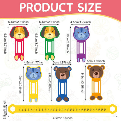 Eersida 24 Pcs Slide and Learn Number Lines 0 to 30 PVC Math Number Line for Student Animal Positive Integers Slide Rules Childhood Education Materials for School,16.5 x 1.5 Inch(Bright Colors)