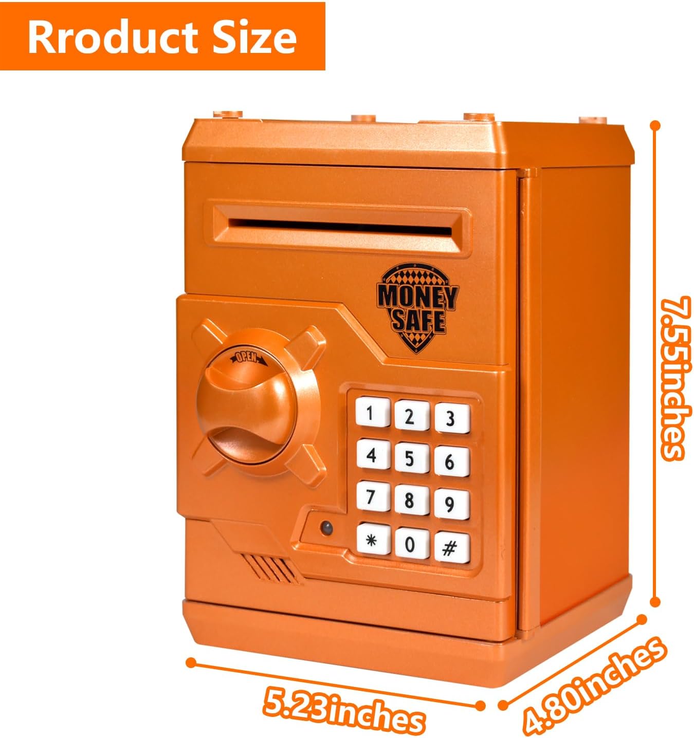 Mini ATM Piggy Bank ATM Machine Best Gift for Kids,Electronic Code Piggy Bank Money Counter Safe Box Coin Bank for Boys Girls Password Lock Case (Rose Gold)