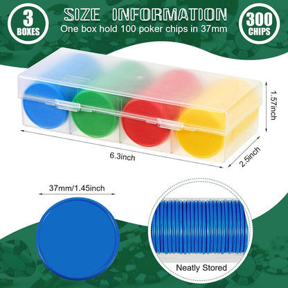 Lewtemi Set of 300 Opaque 1.45 Inch Plastic Poker Chips Plastic Learning Counting Counters Poker Chips Tokens with Storage Box for Adults Casino Card Play Learning Math(Blue, Red, Green, White)