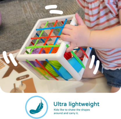 LiKee Montessori Toys for 1 Year Old, 6pcs Multi Sensory Shapes, Toddler Developmental Learning Birthday Gifts, Baby Toys 12+ Months (Cube)