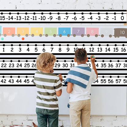 29 PCS Number Line for Classroom Wall Number Line Bulletin Board Border Set -20 to 120 Numbers Lines Classroom Wall Decor Black White Math Poster for Bulletin Board Math Teaching Supplies