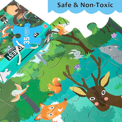 Jumbo Floor Puzzle for Kids, Large Jigsaw Puzzles 35 Piece for Kids Ages 3-5,Preschool Learning & Education Toys, Gifts for 4-8 Year Old Boys and Girls (Grassland Animal)