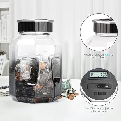 X-Large Piggy Bank for Adults Kids, Vcertcpl Digital Coin Counting Bank with LCD Counter, 2.4L Capacity, Great Coin Counter Bank Money Counting Jar with Total Amount Displayed, Bank for All US Coins