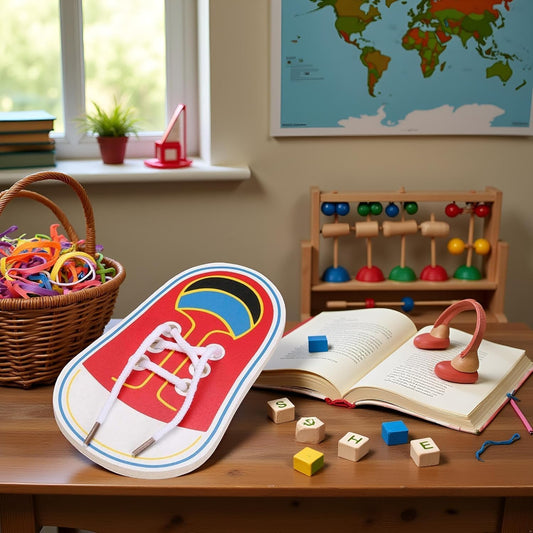 Shoe Tying Practice, Wooden Learn to Tie Your Own Shoes Threading Lacing Shoes Training Early Learning Kits, Decorative Accessories