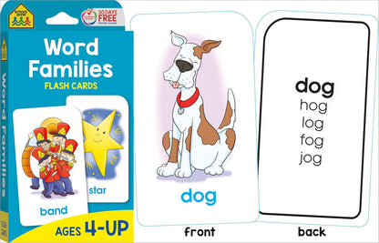 School Zone Reading 4-Pack Flash Cards: 224 Cards, Preschool, Kindergarten, 1st Grade, Sight Words, Phonics Made Easy, Word Families, Picture Words, High-Frequency Words, Beginning Reading, Rhyming, Ages 4+