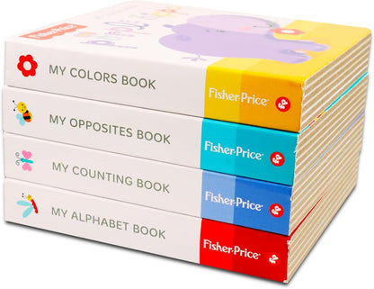 Fisher-Price My First Books Set of 4 Board Books: ABC, Colors, Numbers, Opposites for Toddlers