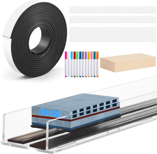Sabary Magnetic Levitation Train Kit Magnets Science Discovery Kit Includes Monopolar Magnetic Tape Track Board Wood Block for Science Experiments