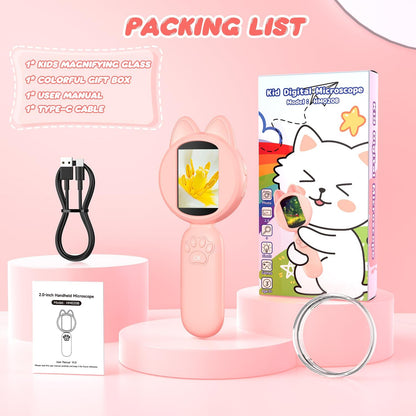 Leipan Magnifying Glass for Kids, 100X Handheld Microscope with 2" LCD Scrren, Kids Magnifer with 8 LED Lights, Christmas Birthday Gifts for Children