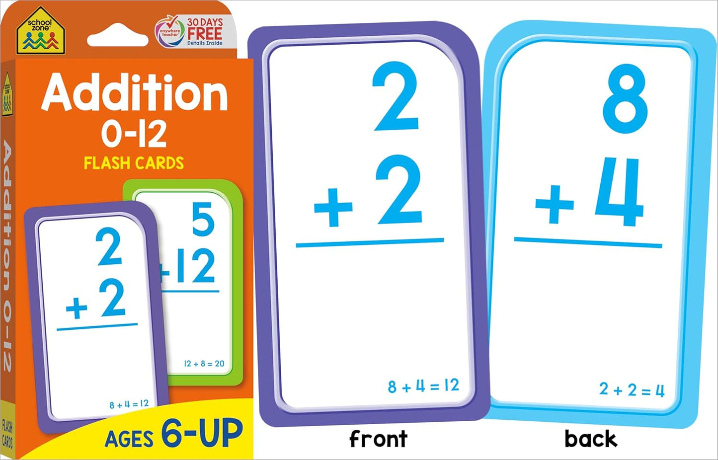 School Zone Get Ready Flash Cards Addition & Subtraction 2-Pack: 112 Math Cards, 1st & 2nd Grade, Addition 0–12, Subtraction 0–12, Early Math, Speed & Retention, Ages 6–8