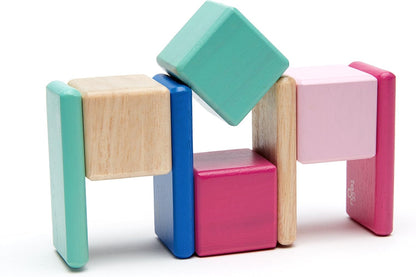 8 Piece Tegu Pocket Pouch Magnetic Wooden Block Set, Tints