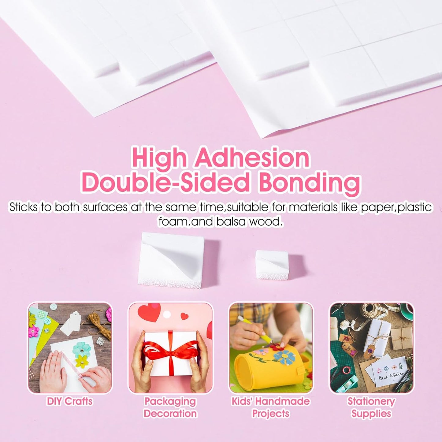 Foam Squares for Crafts,Double Sided Foam Square,12 Sheets/1980pcs Discs Squares Stickers Square for Crafts DIY Craft Supplies Scrapbooking Office Class Christmas (0.47In/12mm, 0.24In/6mm)