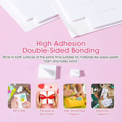 Foam Squares for Crafts,Double Sided Foam Square,12 Sheets/1980pcs Discs Squares Stickers Square for Crafts DIY Craft Supplies Scrapbooking Office Class Christmas (0.47In/12mm, 0.24In/6mm)