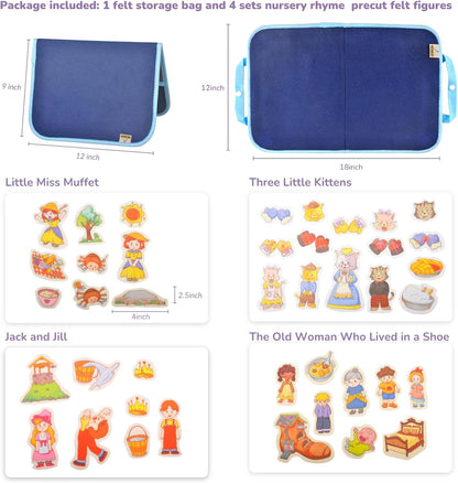 CHEFAN Felt/Flannel Board Story Set of 4, PRECUT Felt Pieces for Preschool Toddlers Circle Time,We are Going On A Bear Hunt, Mary Had A Little Lamb, Little Bo-Peep, Little Boy Blue